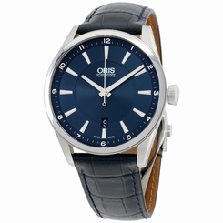 Fake AAA  Oris Artix Blue Dial Leather Strap Men's Watch 73376424035LS Watch