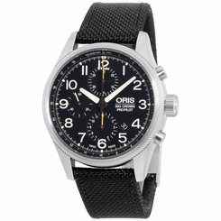 Oris Black Dial Chrono Black Nylon Strap Men's Watch 77476994134TSBLK