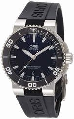 New ORIS Aquis Date SS/Rubber Black Dial Men's Automatic Watch 733 7653 4154R,MR