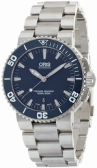New ORIS Aquis Date 733 7653 4155M SS Automatic Blue Dial 300M Men's Watch,AS