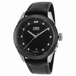 Oris Artix Gt 0173376714494-0751882FC Womens Black Dial Watch with Leather Strap