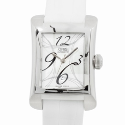 Oris Rectangular Date 2008 Silver Auto Date Strap Ladies Watch 561 7620 4064 LS