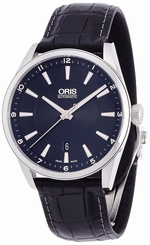 New ORIS Artic Scan Date SS/Leather Men's Automatic Wristwatch 733 7642 4034D,MR