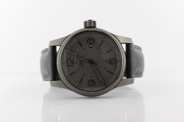 Oris Big Crown Date Stealth Black and Gray on Calfskin Strap