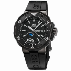 Oris 667 7645 72 94 RS Mens Black Dial Analog Automatic Watch with Rubber Strap