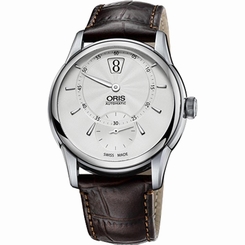 ORIS MEN'S 40MM BROWN LEATHER BAND STEEL CASE AUTOMATIC WATCH 91777024051LS