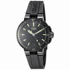ORIS WOMEN'S 36MM BLACK RUBBER BAND STEEL CASE AUTOMATIC WATCH 73376524722RS
