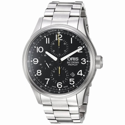 ORIS MEN'S 44MM STEEL BRACELET & CASE AUTOMATIC BLACK DIAL WATCH 77476994134MB
