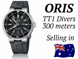 Oris TT1 DATE MENS Steel rubber strap DIVERS WATCH black dial SELLING in AUST