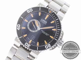 ORIS AQUIS SMALL SECONDS AUTOMATIC BLACK 500M DIVERS 01 743 7673 4159-0782601PEB