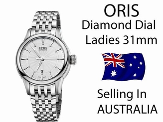 ORIS Ladies Artelier Diamond Dial 31m STEEL RRP $2300 * SELLING in AUST
