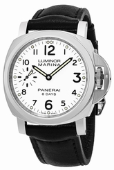 Panerai Luminor 8 Days Acciaio 44MM Black Leather Men's Watch PAM00563 New Orig