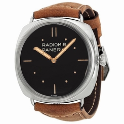 PANERAI MEN'S 47MM BROWN LEATHER BAND STEEL CASE MECHANICAL WATCH PAM00425
