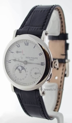 Patek Philippe Complications 18K White Gold Power Reserve Moon Mens Watch 5054G