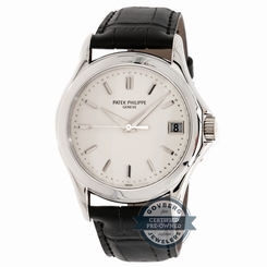 Patek Philippe Calatrava 5107G-001 Auto 37mm White Gold Mens Strap Watch Date