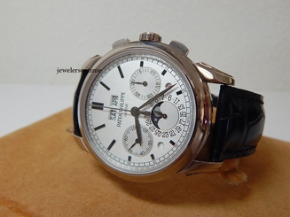 Patek Philippe Perpetual Calendar Chronograph 18K White Gold 5270 7270G Silver