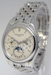 Patek Philippe Mens Perpetual Calendar 18k White Gold Watch Box/Papers 5136G