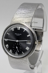 Patek Philippe Mens 18k White Gold Vintage Automatic Bracelet Watch & Box 3445G