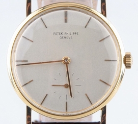 Patek Philippe 18k Yellow Gold Hand-Winding Watch w/ Black Leather Strap #3410