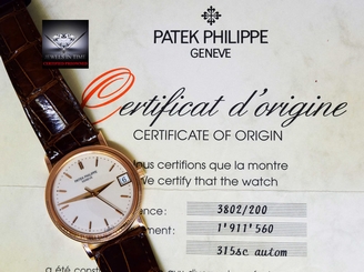Patek Philippe 3802 Calatrava 18k Rose Gold Mens Watch Box/Papers 3802/200