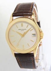 Patek Philippe Mens Calatrava 5107 18k Yellow Gold Automatic Watch 5107J +Box
