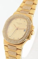 Patek Philippe Nautilus 18k Yellow Gold RARE Diamonds 36mm gent's watch.