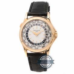 Patek Philippe Worldtimer 5110J Auto 37mm Yellow Gold Mens Strap Watch