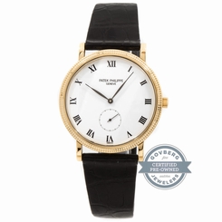 Patek Philippe Calatrava 18kt Yellow Gold Manual White Dial Strap Watch 3919J