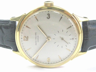Patek Philippe 18Kt Yellow Gold Black Leather Strap Watch