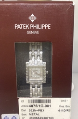 PATEK PHILLIPE GONDOLO PAVE DIAMOND LADIES WATCH 4875/1G WITH BOX AND PAPERS
