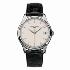 Patek Philippe Calatrava Mechanical Ivory Dial Leather Mens Watch 5227G-001