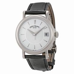 Patek Philippe Calatrava Automatic White Dial Black Leather Mens Watch 5153G-010