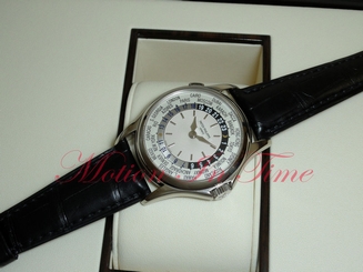 Patek Philippe 5110G 18kt White Gold Complications World Time 37mm Black Strap