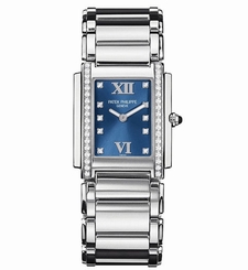 Patek Philippe 24 4910/10A-012 Stainless Steel Blue Diamond Dial 25x30 mm