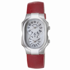 Philip Stein Women's 2NFMOPCPR 'Signature' Red Leather Strap Dual Time Watch