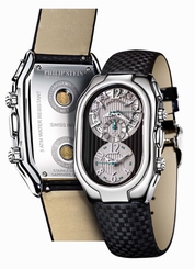 *NEW* PHILIP STEIN 13-LGRW PRESTIGE CHRONOGRAPH DUAL TIME ZONE WATCH w/BLK BAND