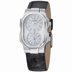 Philip Stein Womens 1-CMOP-LB Signature Mother of Pearl Dial Leather Strap Watch