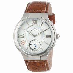 Philip Stein Men's 42-SIL-ASBR Stainless Steel Watch with Leather Band