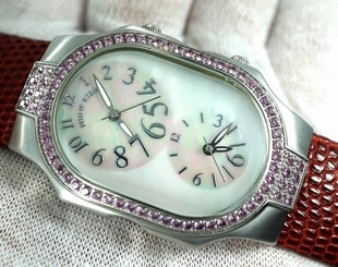 Philip Stein Signature Stainless Steel Sapphire Teslar Mother of pearl Watch