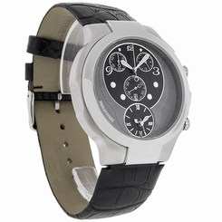 Philip Stein Signature Mens Black Gray Dial Chronograph Quartz Watch 9-CRBS-AB
