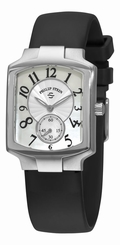 Philip Stein Women's 'Signature Classic Tank' Black Rubber Strap Watch