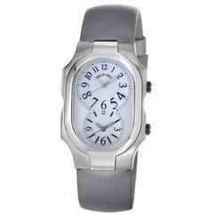 Philip Stein Women's 2NFMOPIPL'Signature' Platinum Silk Strap Dual Time Watch