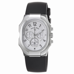 Philip Stein Men's 'Signature' Black Rubber Strap Chronograph Watch