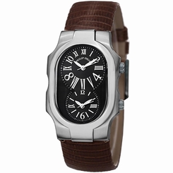 PHILIP STEIN WOMEN'S 27MM BROWN LEATHER STAINLESS STEEL CASE QUARTZ WATCH 1MBZBR