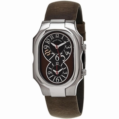 PHILIP STEIN WOMEN'S SIGNATURE LARGE STEEL CASE SWISS QUARTZ WATCH 2-BRN-CABR