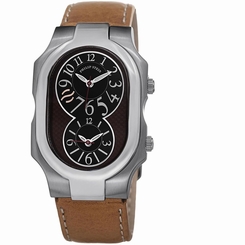 PHILIP STEIN 2BRNCSTC LADIES BROWN CALFSKIN 32MM STAINLESS STEEL CASE WATCH