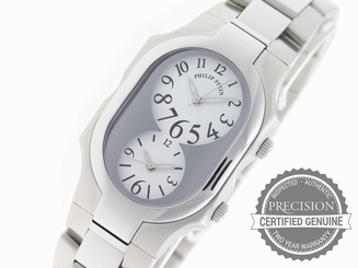PHILIP STEIN SIGNATURE MEN'S QUARTZ SILVER DIAL STAINLESS STEEL GMT 2-G-FW-SS