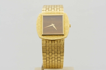 Vintage PIAGET 18K Yellow Gold Automatic 12461HR5 Tiger Eye dial watch