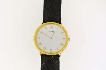 VINTAGE PIAGET SOLID 18K YELLOW GOLD LARGE ROUND FACE MEN'S MANUAL WRIST WATCH