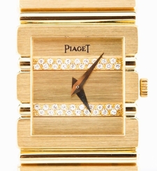 Women's Solid 18k Yellow Gold and Diamond Piaget Quartz Watch w/ Original Box